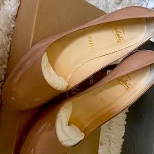 Christian Louboutins, nude pumps